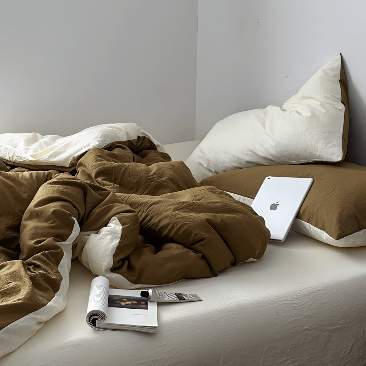 Two-Tone Cotton Bedding Set | Green Base with Contrast Options - WhisperLinens