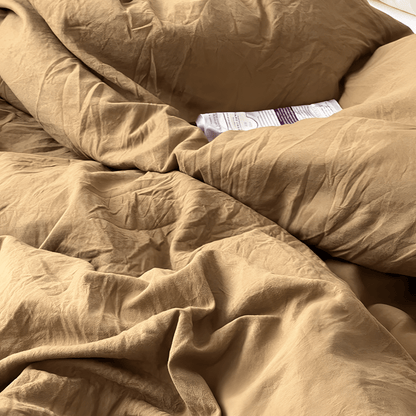 Two-Tone Cotton Bedding Set | Green Base with Contrast Options - WhisperLinens
