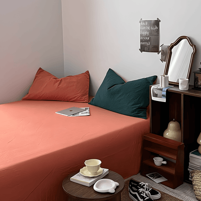 Green & Orange Cotton Bedding Set