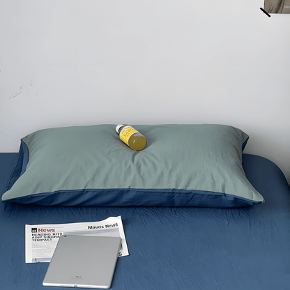 Green & Denim Blue Cotton Bedding Set