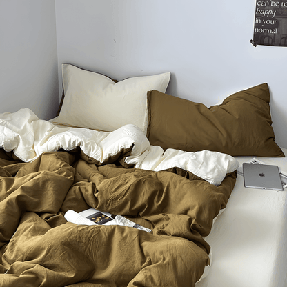 Green & Soft White Cotton Bedding Set