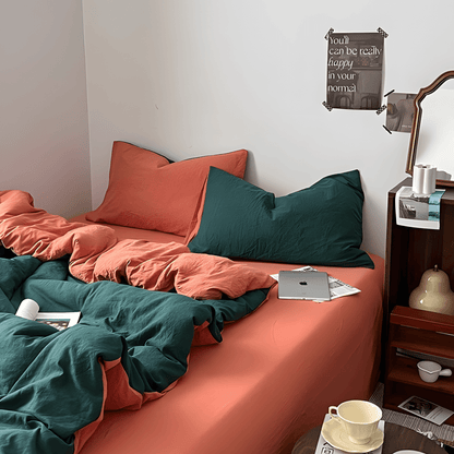Green & Orange Cotton Bedding Set