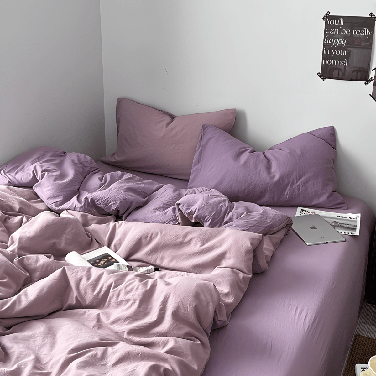 Two-Tone Cotton Bedding Set | Pink Base with Contrast Options - WhisperLinens