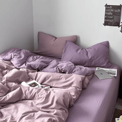 Two-Tone Cotton Bedding Set | Pink Base with Contrast Options - WhisperLinens