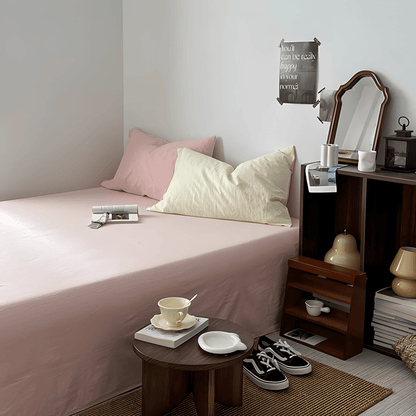 Two-Tone Cotton Bedding Set | Pink Base with Contrast Options - WhisperLinens