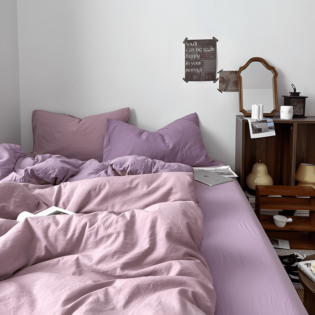 Two-Tone Cotton Bedding Set | Pink Base with Contrast Options - WhisperLinens