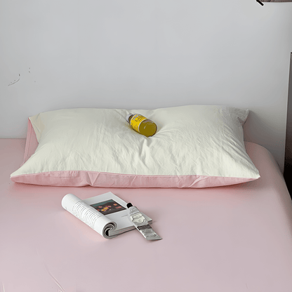 Two-Tone Cotton Bedding Set | Pink Base with Contrast Options - WhisperLinens