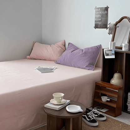Two-Tone Cotton Bedding Set | Pink Base with Contrast Options - WhisperLinens