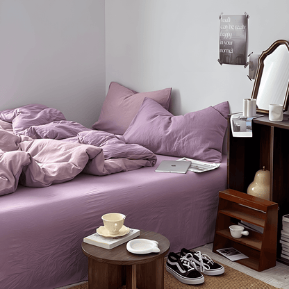 Two-Tone Cotton Bedding Set | Pink Base with Contrast Options - WhisperLinens