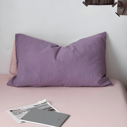 Two-Tone Cotton Bedding Set | Pink Base with Contrast Options - WhisperLinens