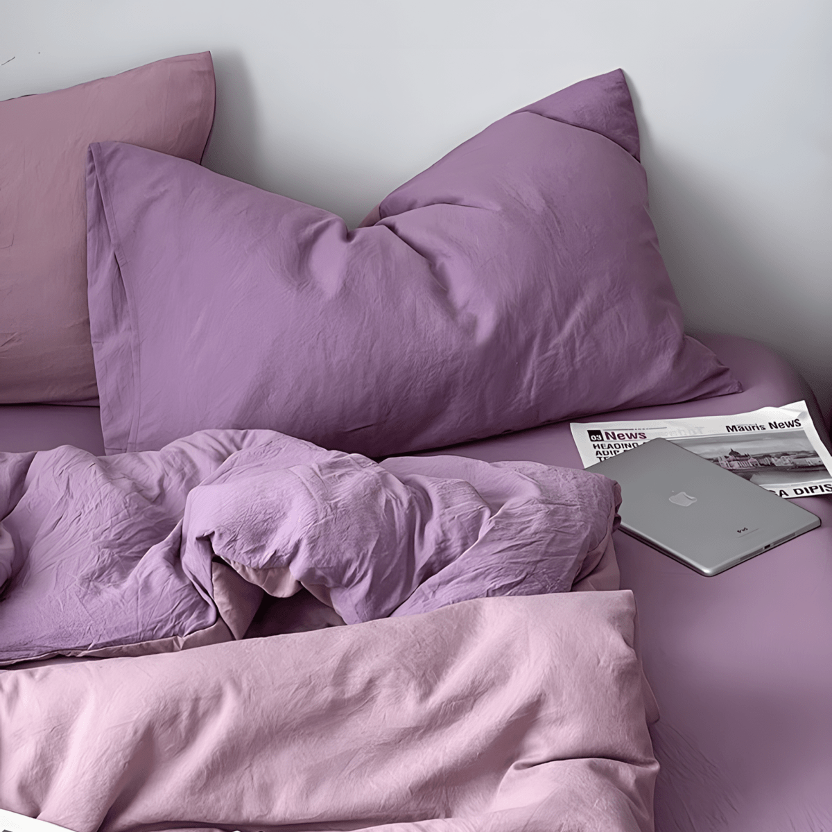 Two-Tone Cotton Bedding Set | Pink Base with Contrast Options - WhisperLinens