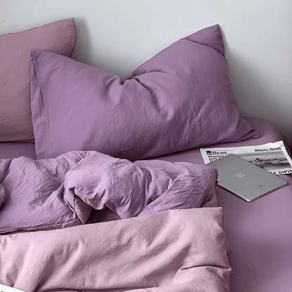 Two-Tone Cotton Bedding Set | Pink Base with Contrast Options - WhisperLinens