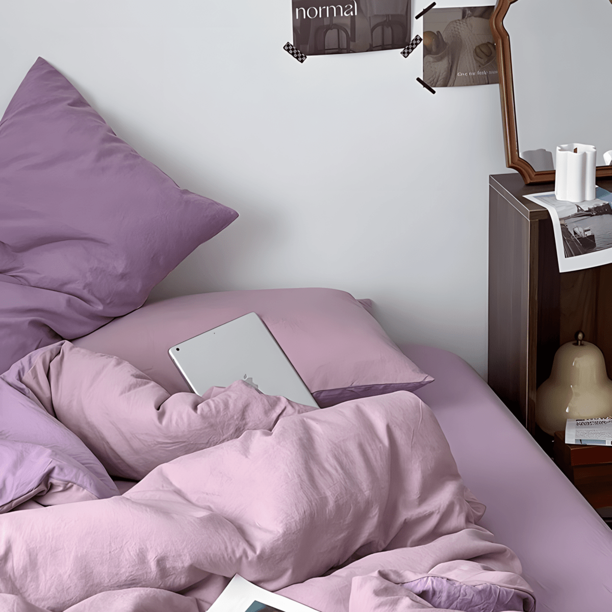 Two-Tone Cotton Bedding Set | Pink Base with Contrast Options - WhisperLinens