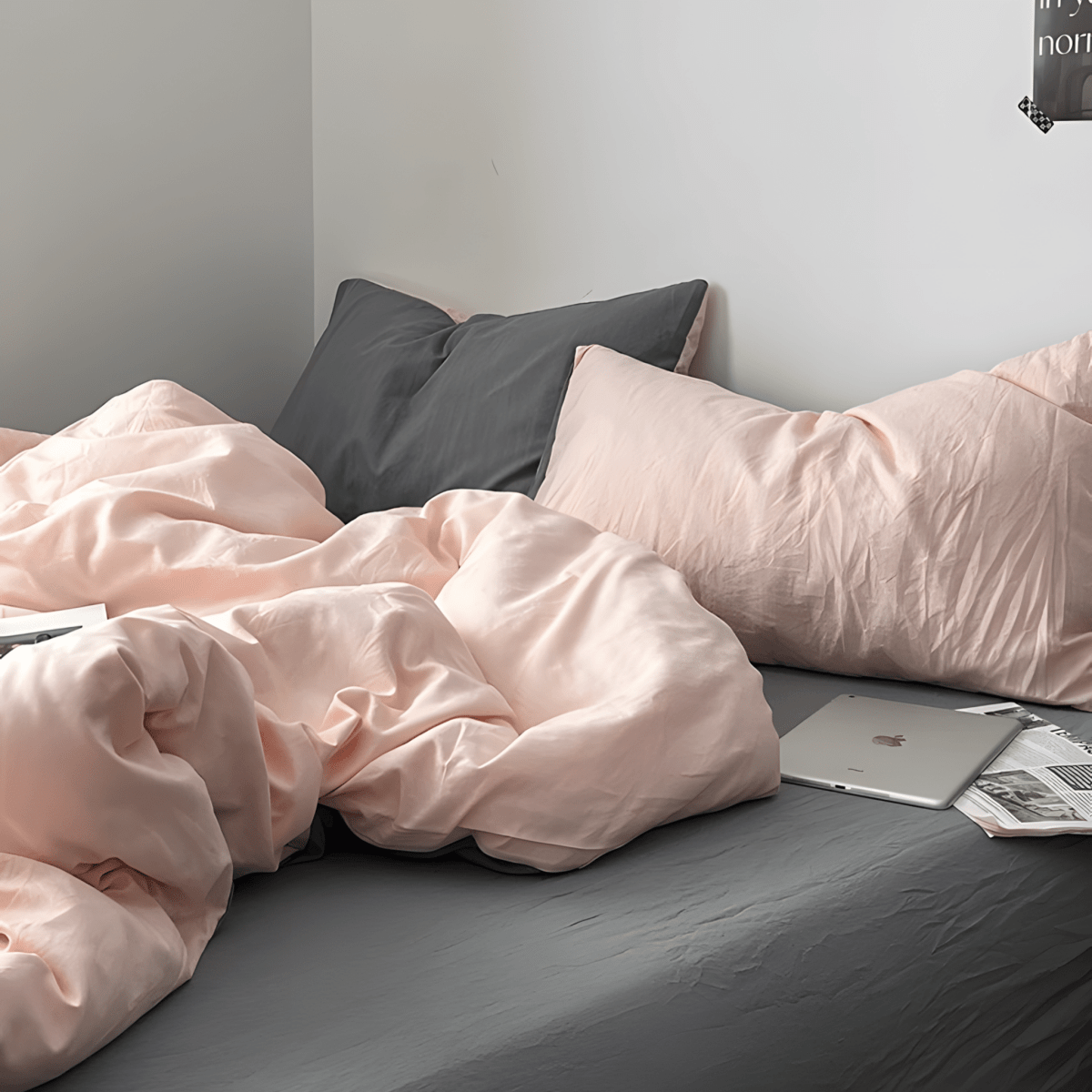 Two-Tone Cotton Bedding Set | Pink Base with Contrast Options - WhisperLinens