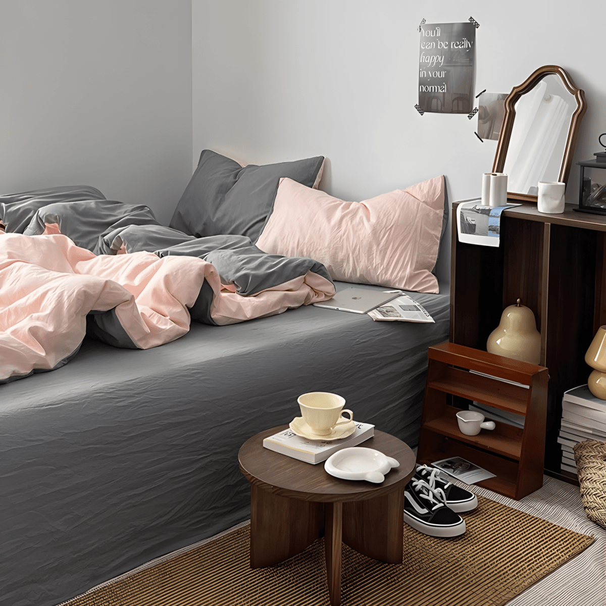Two-Tone Cotton Bedding Set | Pink Base with Contrast Options - WhisperLinens