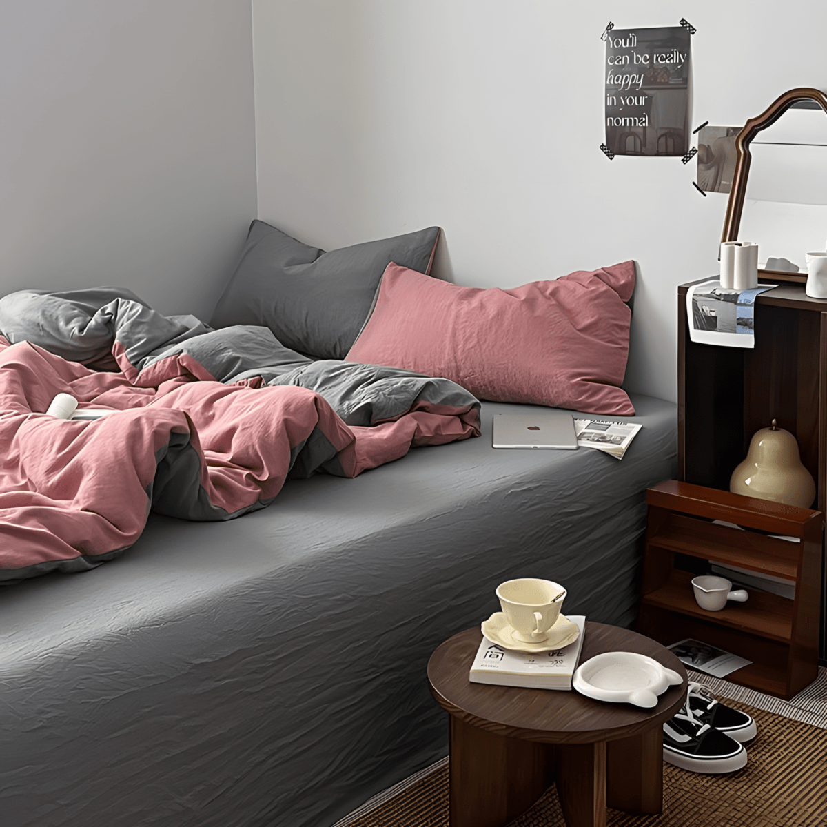 Two-Tone Cotton Bedding Set | Pink Base with Contrast Options - WhisperLinens