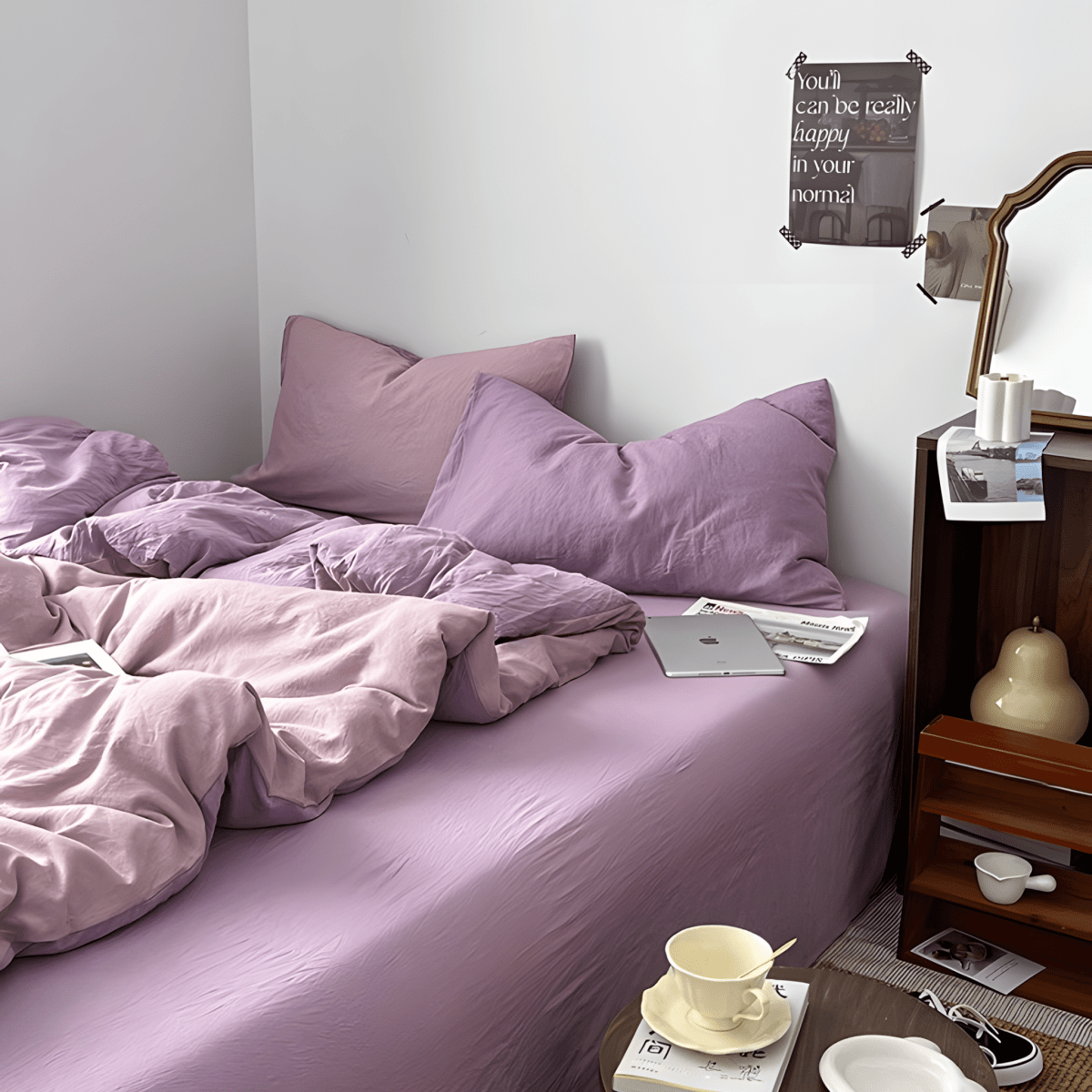 Two-Tone Cotton Bedding Set | Pink Base with Contrast Options - WhisperLinens