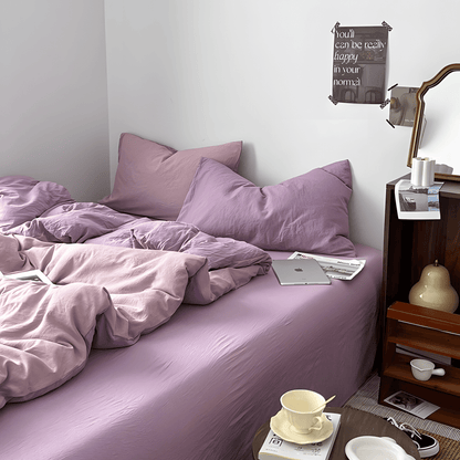 Two-Tone Cotton Bedding Set | Pink Base with Contrast Options - WhisperLinens