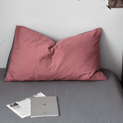 Two-Tone Cotton Bedding Set | Pink Base with Contrast Options - WhisperLinens