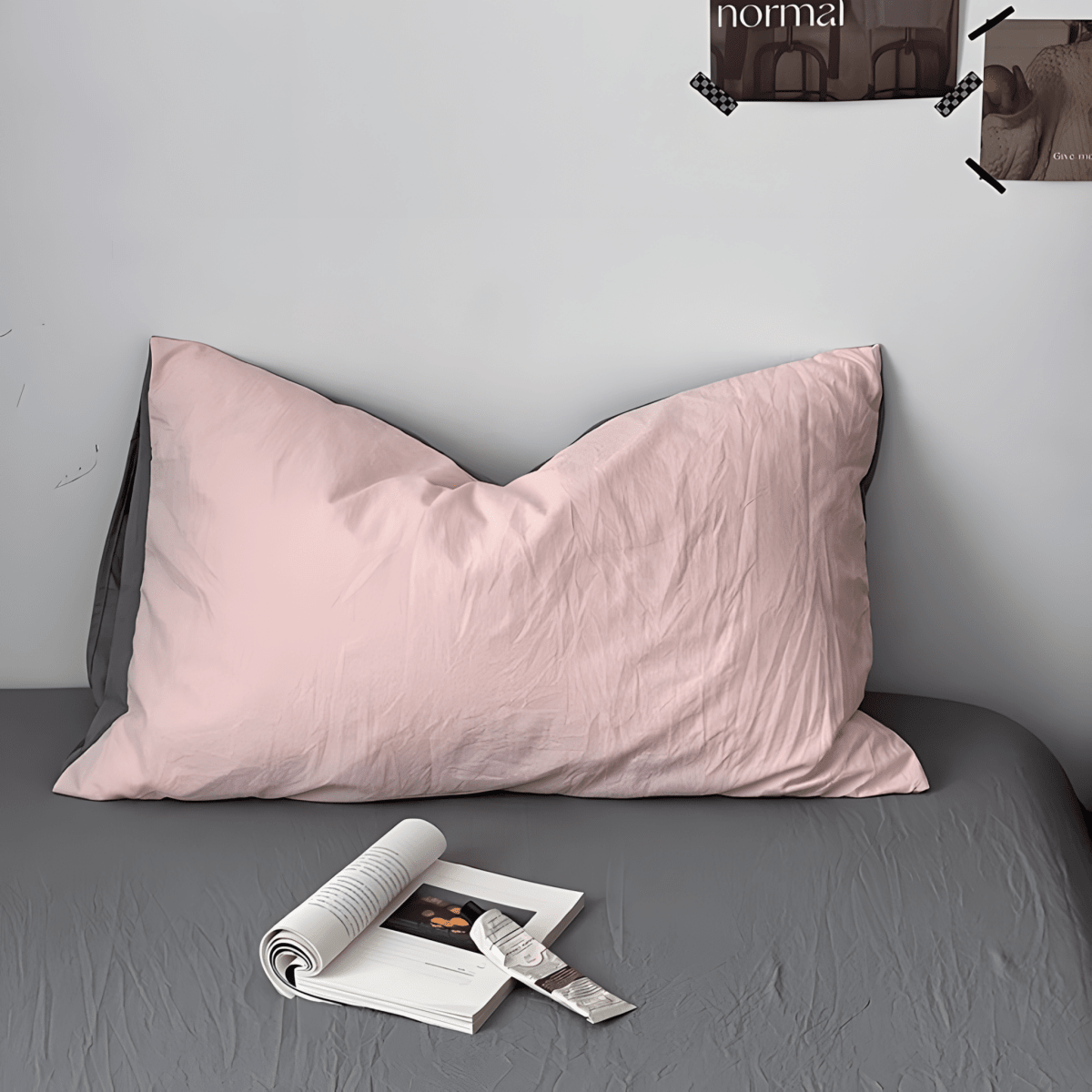 Two-Tone Cotton Bedding Set | Pink Base with Contrast Options - WhisperLinens