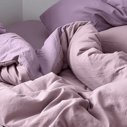 Two-Tone Cotton Bedding Set | Pink Base with Contrast Options - WhisperLinens