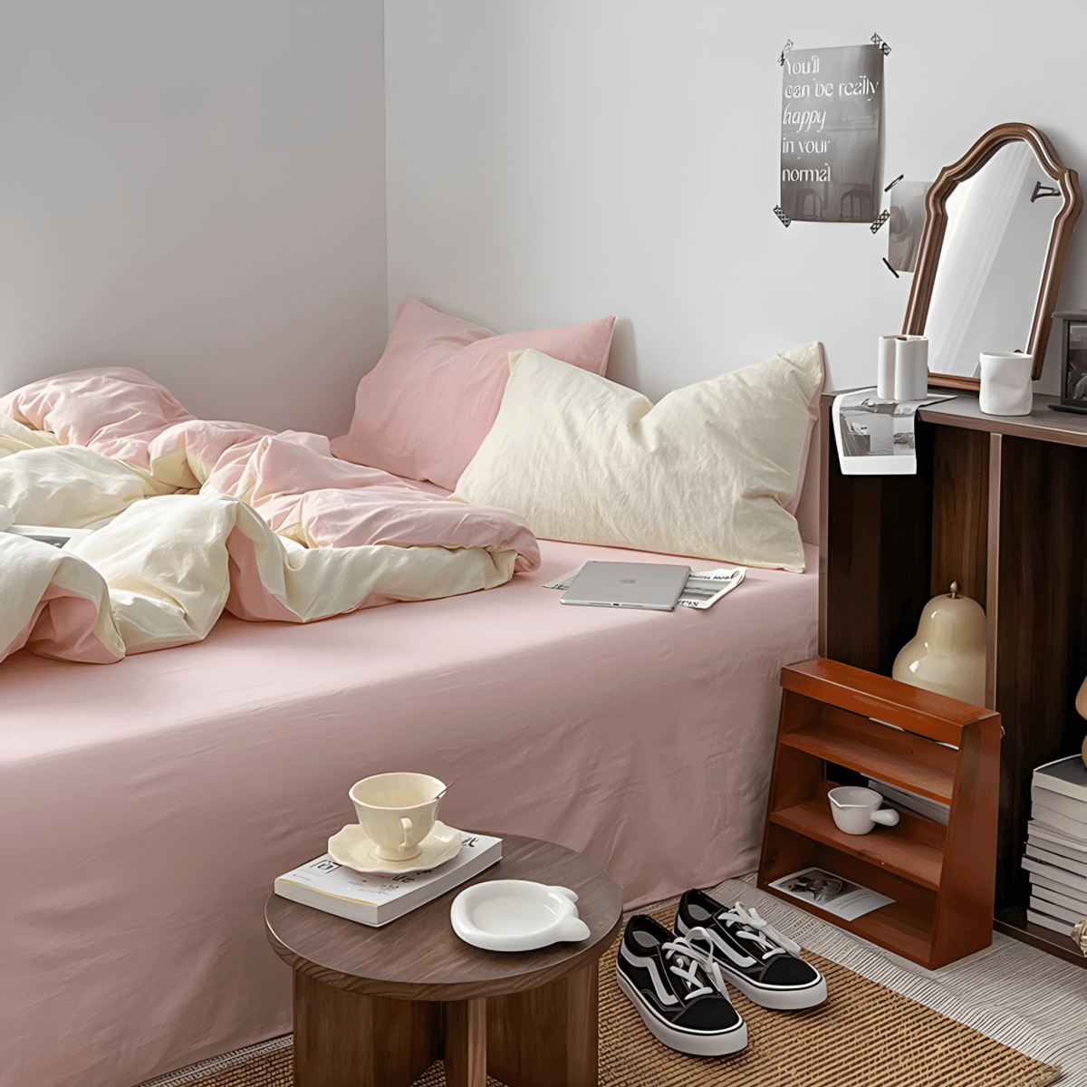 Two-Tone Cotton Bedding Set | Pink Base with Contrast Options - WhisperLinens
