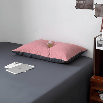 Two-Tone Cotton Bedding Set | Pink Base with Contrast Options - WhisperLinens