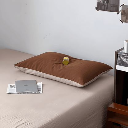 Rust Brown & Milk Tea Cotton Bedding Set