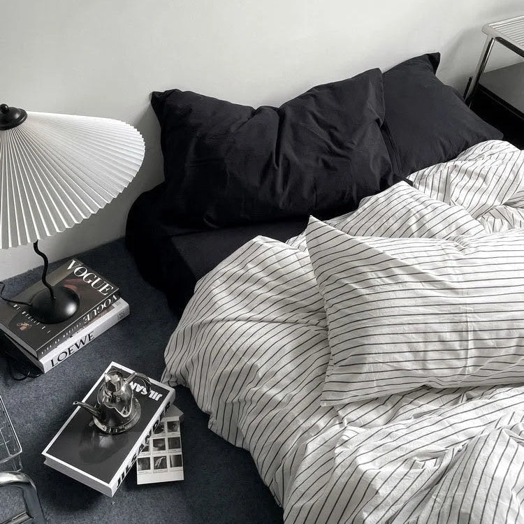 Urban Striped Cotton Bedding Set - WhisperLinens
