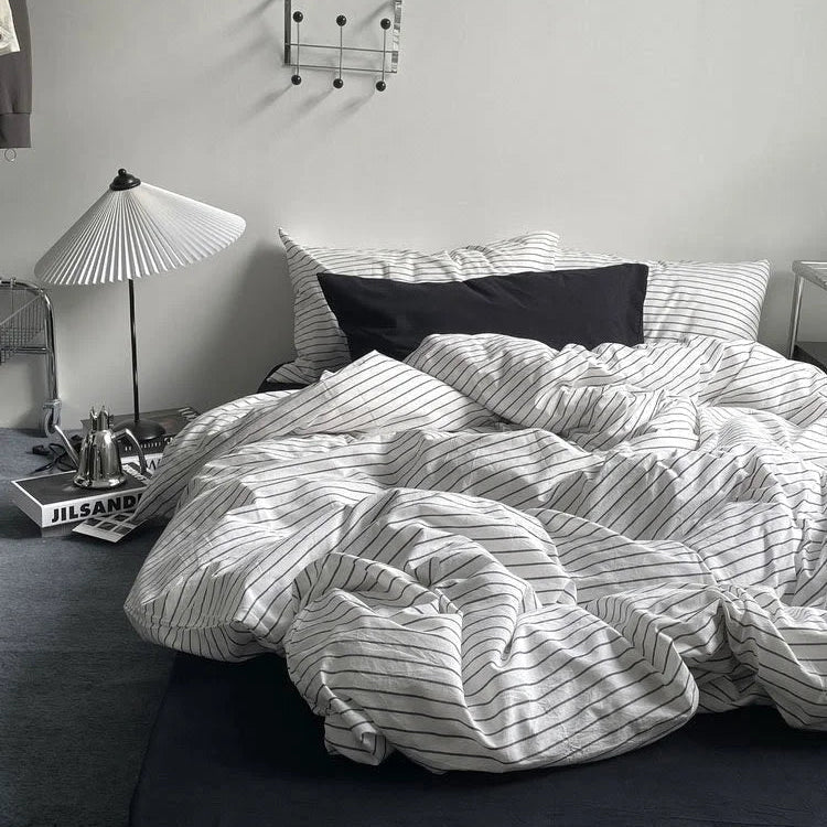 Urban Striped Cotton Bedding Set - WhisperLinens