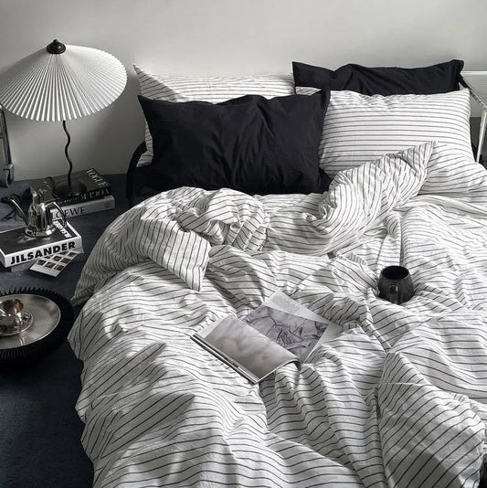 Urban Striped Cotton Bedding Set - WhisperLinens