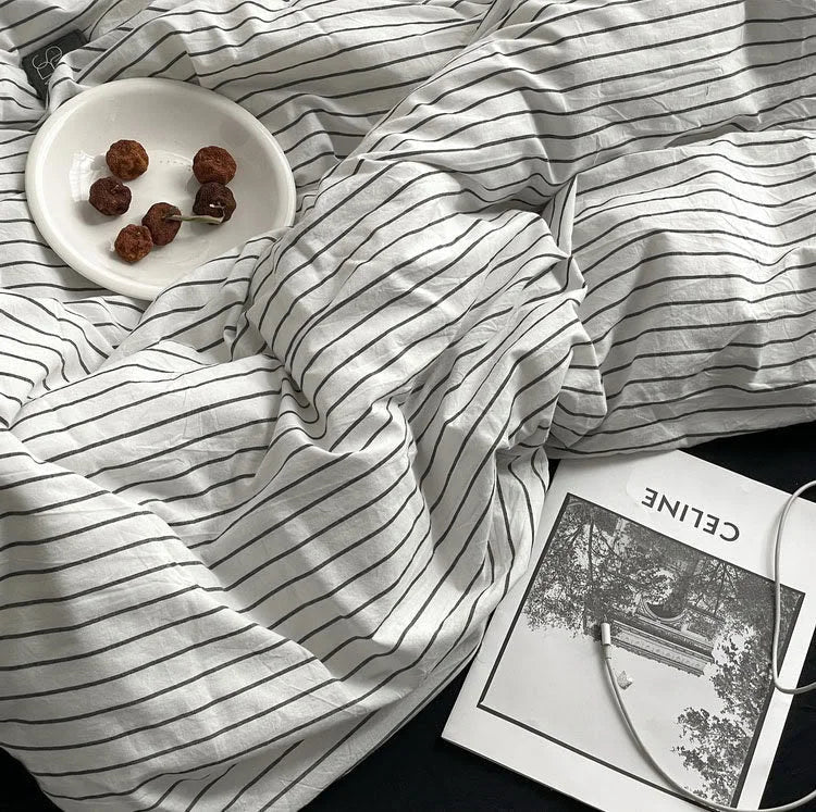 Urban Striped Cotton Bedding Set - WhisperLinens