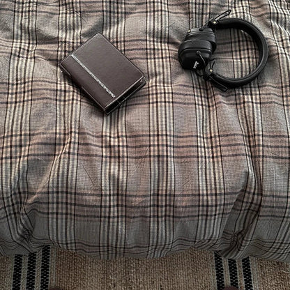 Vintage Brown Plaid Cotton Bedding Set - WhisperLinens