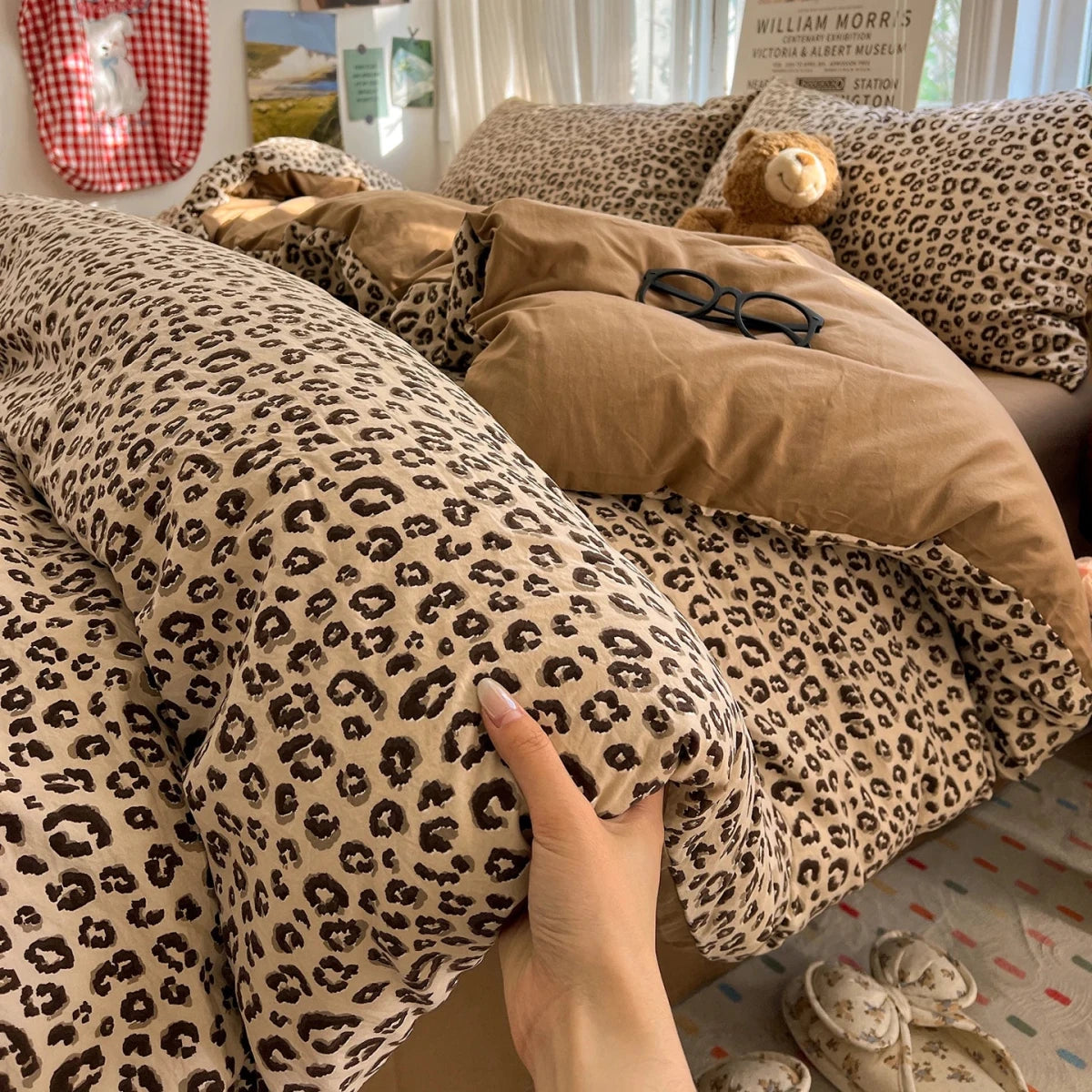 Vintage Leopard Print Bedding Set - WhisperLinens