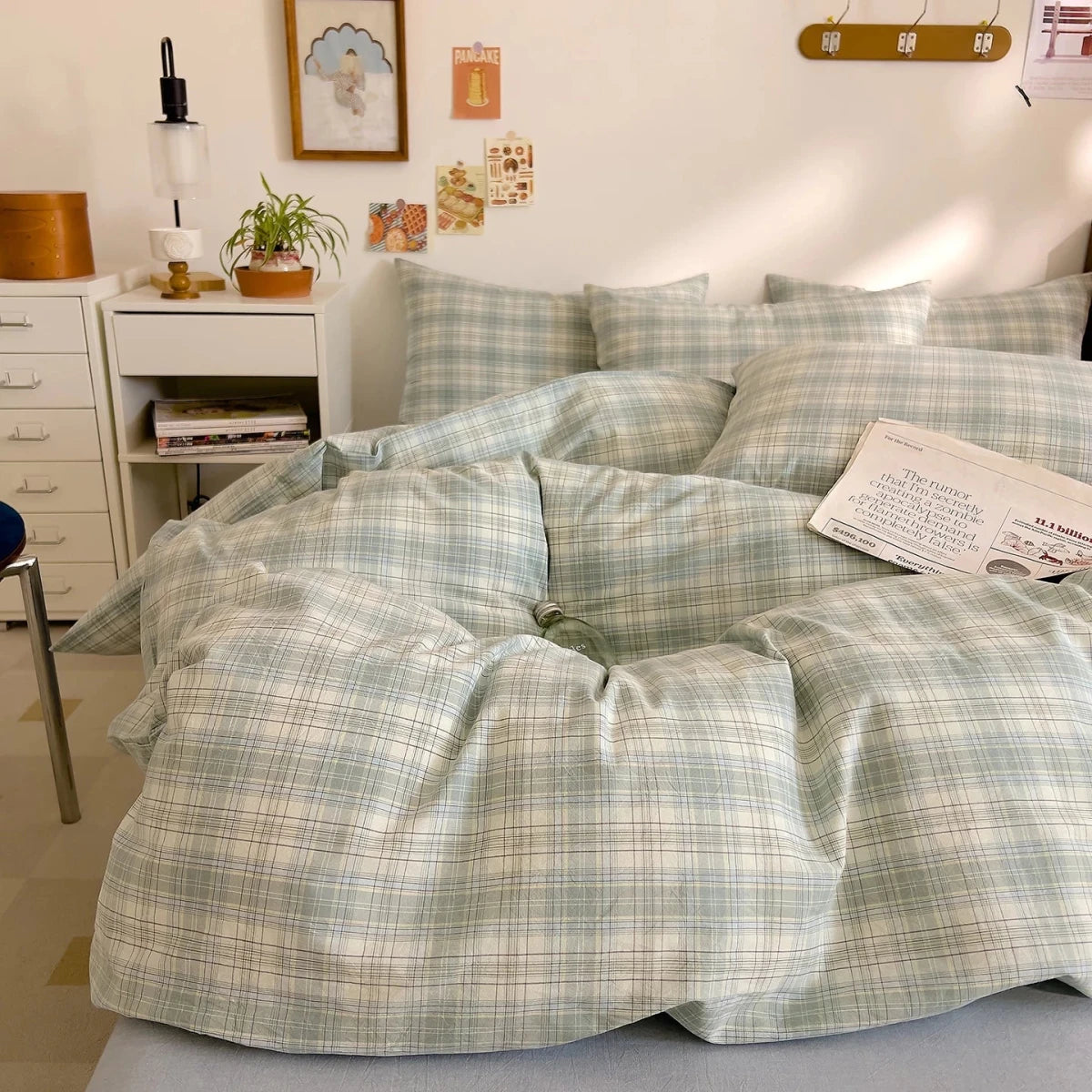 Washed Cotton Check Bedding Collection - WhisperLinens
