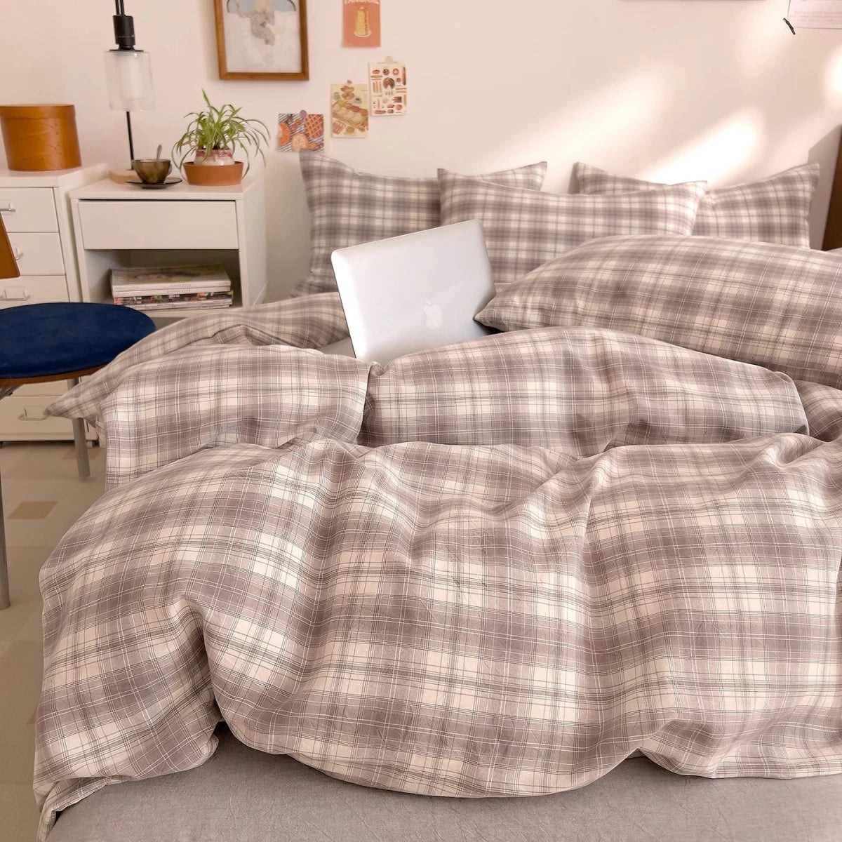 Washed Cotton Check Bedding Collection - WhisperLinens