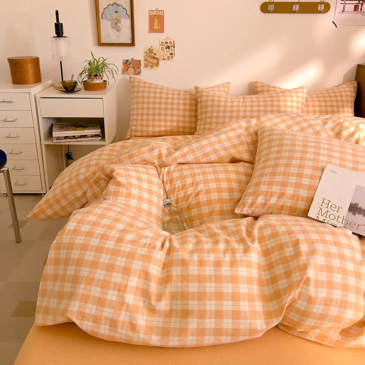Washed Cotton Check Bedding Collection - WhisperLinens