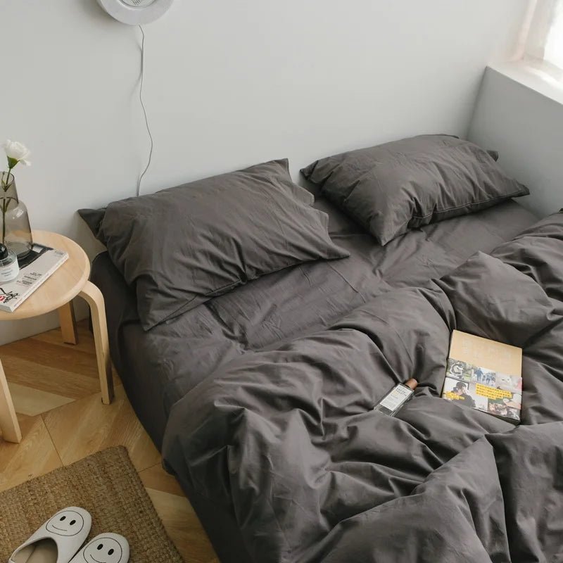 Washed Cotton Solid Bedding Set - WhisperLinens