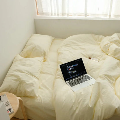 Washed Cotton Solid Bedding Set - WhisperLinens