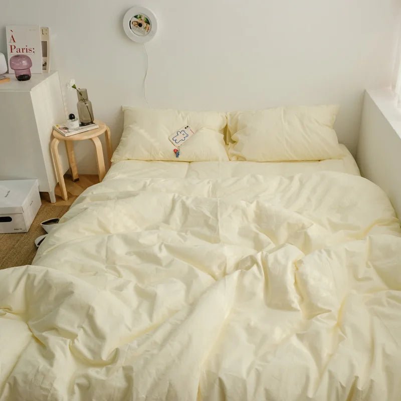 Washed Cotton Solid Bedding Set - WhisperLinens
