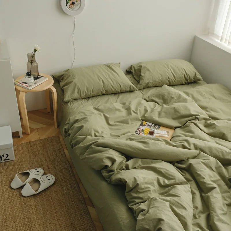 Washed Cotton Solid Bedding Set - WhisperLinens