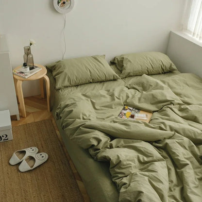 Washed Cotton Solid Bedding Set - WhisperLinens
