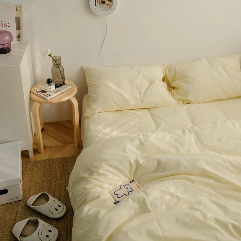 Washed Cotton Solid Bedding Set - WhisperLinens