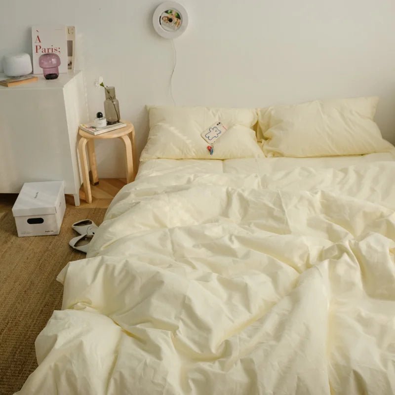 Washed Cotton Solid Bedding Set - WhisperLinens