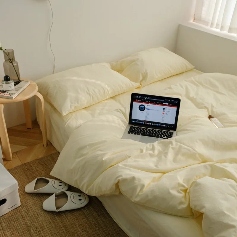 Washed Cotton Solid Bedding Set - WhisperLinens