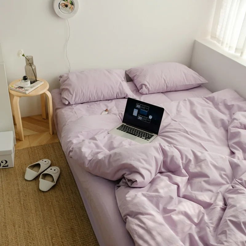 Washed Cotton Solid Bedding Set - WhisperLinens