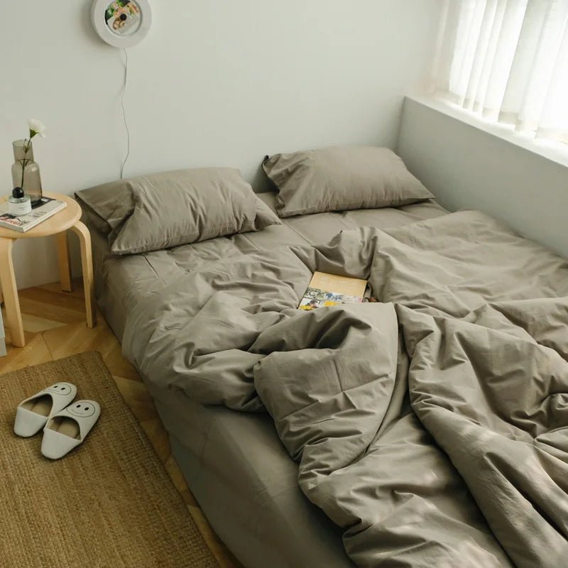 Washed Cotton Solid Bedding Set - WhisperLinens