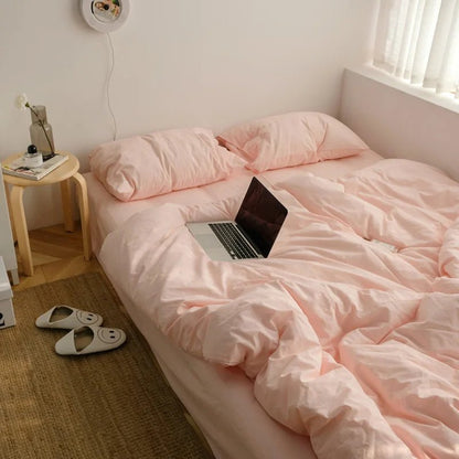 Washed Cotton Solid Bedding Set - WhisperLinens