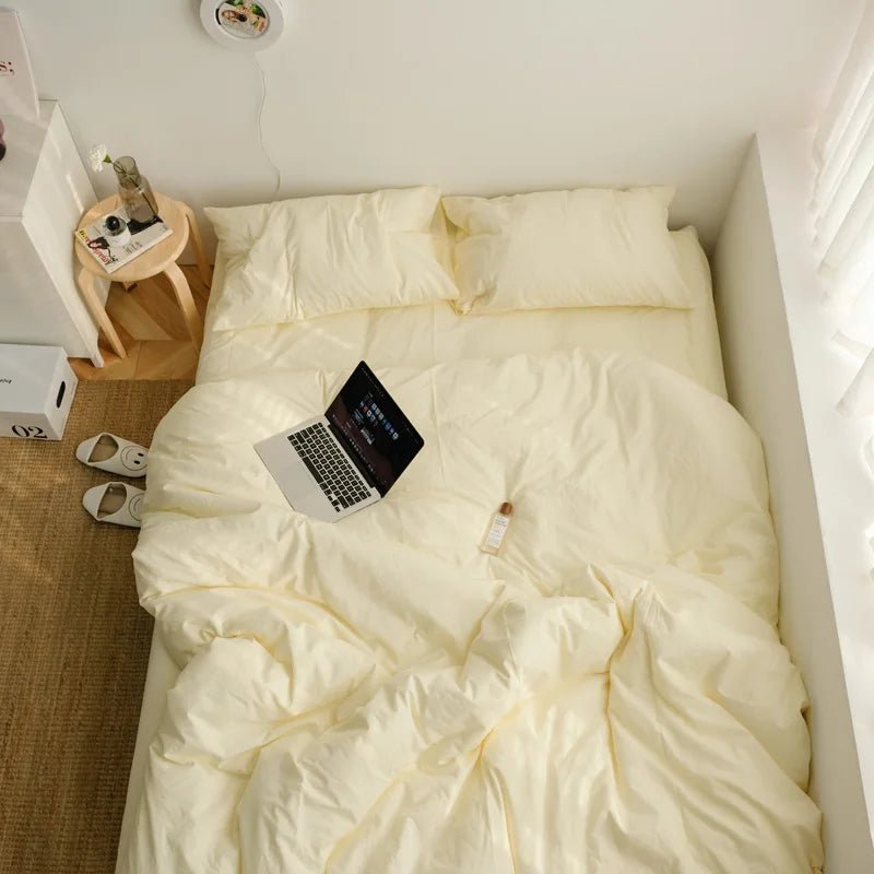 Washed Cotton Solid Bedding Set - WhisperLinens
