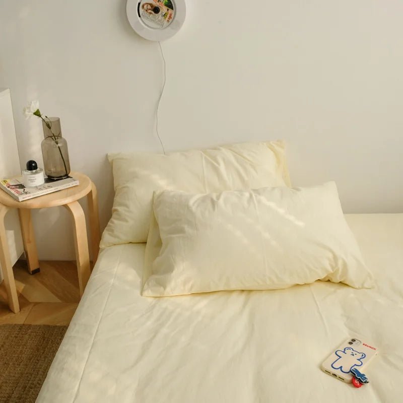 Washed Cotton Solid Bedding Set - WhisperLinens